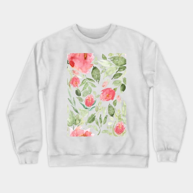 Painterly Red Floral Pattern Crewneck Sweatshirt by LThomasDesigns